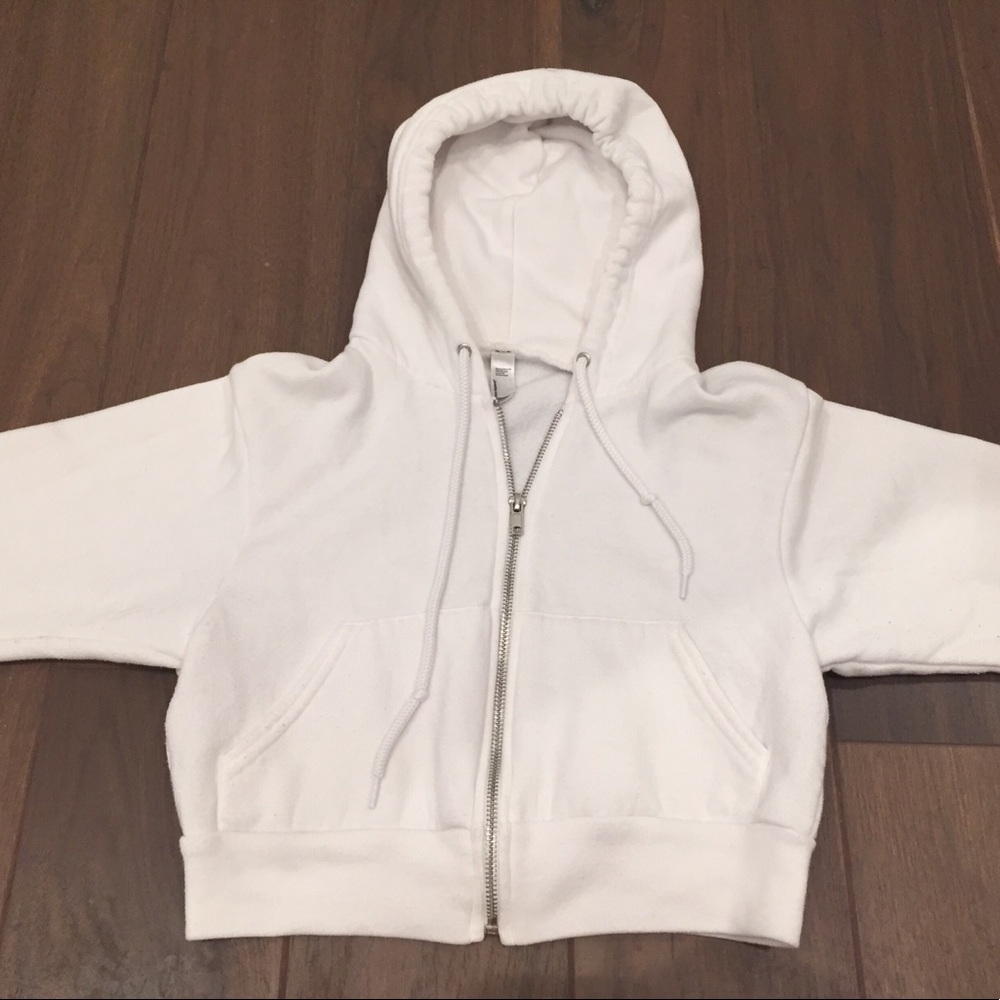 American Apparel Flex Fleece White Cropped Hoodie